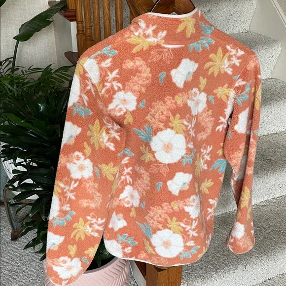 Patagonia Synchilla Orange Boho Floral Snap Pullover - Picture 5 of 10